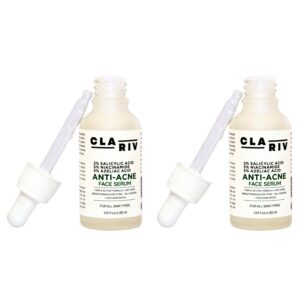 PACK of 2 CLARIV Anti-Acne Face Serum with 5% Niacinamide, 2% Salicylic Acid & 5% Azelaic Acid